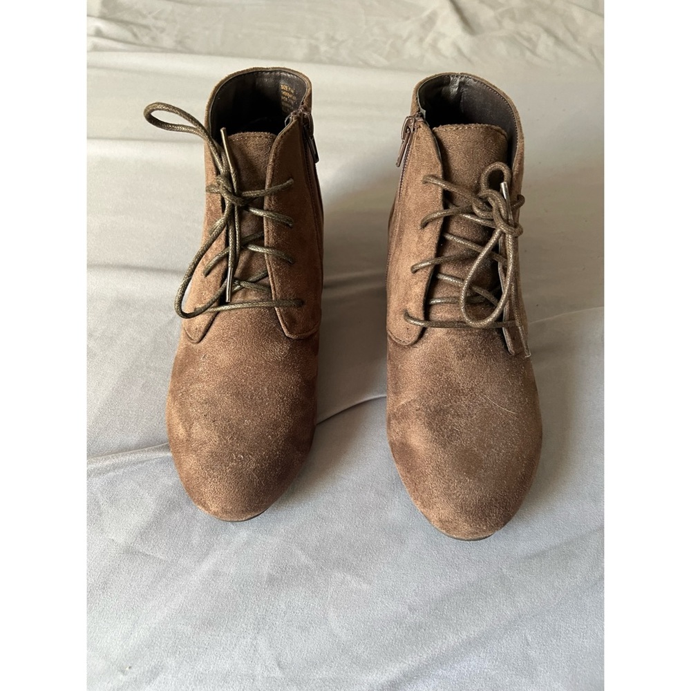 Brown Suede Wedge Booties